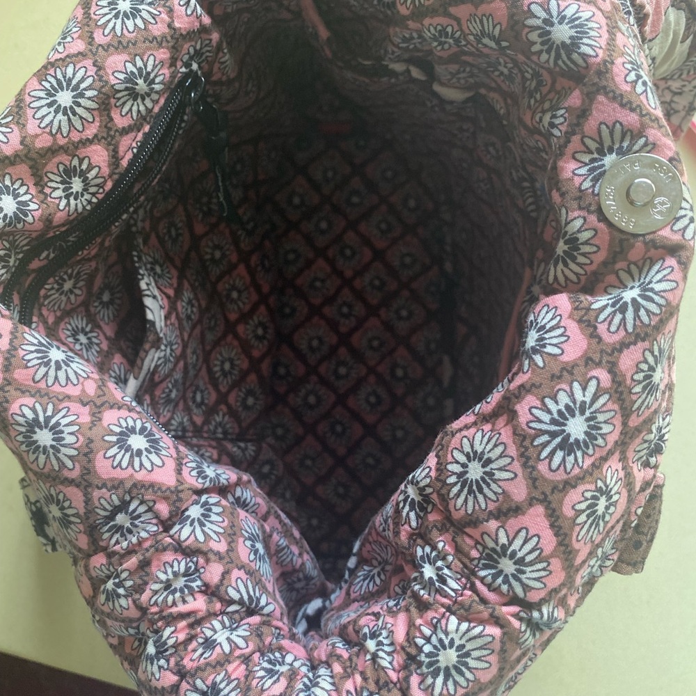 Vera Bradley retired mocha rouge shoulder bag pink, brown, white floral pattern - Picture 15 of 16
